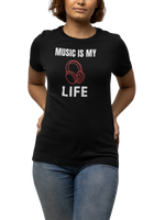 Music Is My Life Women Regular Fit Tshirt 180 Black Regular Fit Tshirt - Premium Cotton Women Wear
