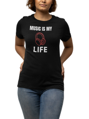 Music Is My Life Women Regular Fit Tshirt 180 Black Regular Fit Tshirt - Premium Cotton Women Wear
