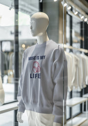 Gray Regular Fit Sweatshirt - Music Is My Life Men Regular Fit Sweatshirt 320 Design | Men Fashion