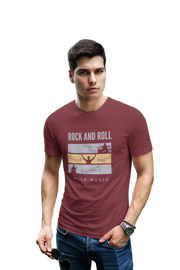Rock N Roll With Music Men Regular Fit Tshirt 180 Maroon Regular Fit Tshirt - Premium Cotton Men Wear