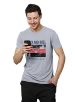 Rock N Roll With Music Men Regular Fit Tshirt 180 Gray Regular Fit Tshirt - Premium Cotton Men Wear