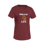 Women Regular Fit Tshirt - Music Is My Life Women Regular Fit Tshirt 180 Maroon | Fullmoon Styles
