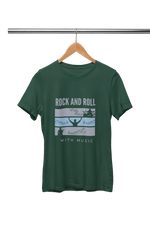 Bottle Green Regular Fit Tshirt - Rock N Roll With Music Men Regular Fit Tshirt 180 Design | Men Fashion