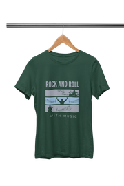 Bottle Green Regular Fit Tshirt - Rock N Roll With Music Men Regular Fit Tshirt 180 Design | Men Fashion