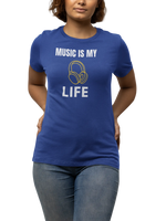 Music Is My Life Women Regular Fit Tshirt 180 Royal Blue Regular Fit Tshirt - Premium Cotton Women Wear