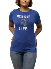 Music Is My Life Women Regular Fit Tshirt 180 Royal Blue Regular Fit Tshirt - Premium Cotton Women Wear