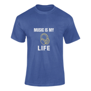 Men Regular Fit Tshirt - Music Is My Life Men Regular Fit Tshirt 180 Royal Blue | Fullmoon Styles