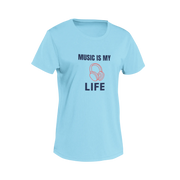 Women Regular Fit Tshirt - Music Is My Life Women Regular Fit Tshirt 180 Sky Blue | Fullmoon Styles