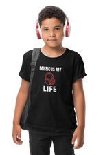 Black Regular Fit Tshirt - Music Is My Life Kids Regular Fit Tshirt 180 Design | Kids Fashion