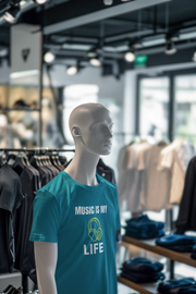 Teal Blue Oversized - Music Is My Life Men Oversized 240 Design | Men Fashion