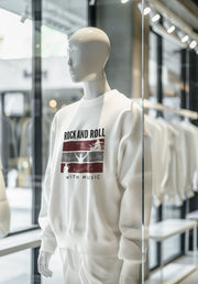 White Regular Fit Sweatshirt - Rock N Roll With Music Men Regular Fit Sweatshirt 320 Design | Men Fashion