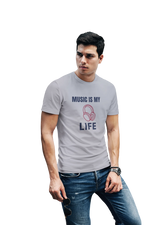 Music Is My Life Men Regular Fit Tshirt 180 Gray Regular Fit Tshirt - Premium Cotton Men Wear
