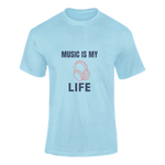Men Regular Fit Tshirt - Music Is My Life Men Regular Fit Tshirt 180 Sky Blue | Fullmoon Styles