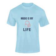 Men Regular Fit Tshirt - Music Is My Life Men Regular Fit Tshirt 180 Sky Blue | Fullmoon Styles