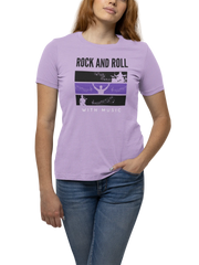 Rock N Roll With Music Women Oversized 240 Lavender Oversized - Premium Cotton Women Wear
