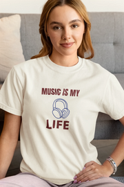 Music Is My Life Women Oversized 210 Off White Oversized - Premium Cotton Women Wear