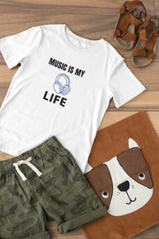 Kids Regular Fit Tshirt - Music Is My Life Kids Regular Fit Tshirt 180 White | Fullmoon Styles