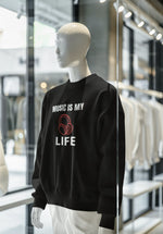 Black Regular Fit Sweatshirt - Music Is My Life Men Regular Fit Sweatshirt 320 Design | Men Fashion