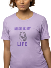 Music Is My Life Women Oversized 240 Lavender Oversized - Premium Cotton Women Wear