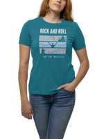Rock N Roll With Music Women Oversized 240 Teal Blue Oversized - Premium Cotton Women Wear
