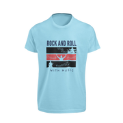 Men Regular Fit Tshirt - Rock N Roll With Music Men Regular Fit Tshirt 180 Sky Blue | Fullmoon Styles