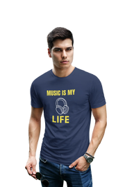 Navy Blue Oversized - Music Is My Life Men Oversized 210 Design | Men Fashion