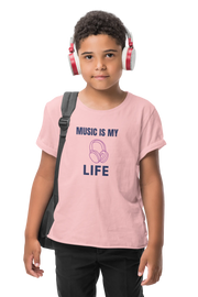 Music Is My Life Kids Regular Fit Tshirt 180 Baby Pink Regular Fit Tshirt - Premium Cotton Kids Wear