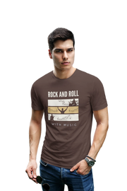 Rock N Roll With Music Men Oversized 210 Brown Oversized - Premium Cotton Men Wear