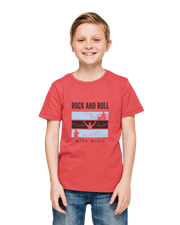 Kids Regular Fit Tshirt - Rock N Roll With Music Kids Regular Fit Tshirt 180 Red | Fullmoon Styles