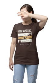 Rock N Roll With Music Women Oversized 210 Brown Oversized - Premium Cotton Women Wear