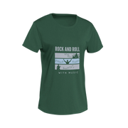 Women Regular Fit Tshirt - Rock N Roll With Music Women Regular Fit Tshirt 180 Bottle Green | Fullmoon Styles