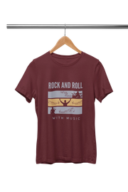 Maroon Regular Fit Tshirt - Rock N Roll With Music Men Regular Fit Tshirt 180 Design | Men Fashion