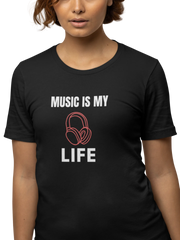 Music Is My Life Women Oversized 240 Black Oversized - Premium Cotton Women Wear