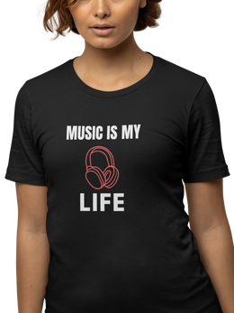 Music Is My Life Women Oversized 240 Black Oversized - Premium Cotton Women Wear