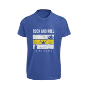 Men Regular Fit Tshirt - Rock N Roll With Music Men Regular Fit Tshirt 180 Royal Blue | Fullmoon Styles