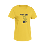 Women Regular Fit Tshirt - Music Is My Life Women Regular Fit Tshirt 180 Yellow | Fullmoon Styles
