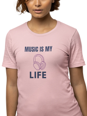 Music Is My Life Women Oversized 240 Baby Pink Oversized - Premium Cotton Women Wear