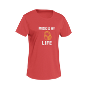 Women Regular Fit Tshirt - Music Is My Life Women Regular Fit Tshirt 180 Red | Fullmoon Styles