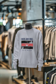 Gray Regular Fit Sweatshirt - Rock N Roll With Music Women Regular Fit Sweatshirt 320 Design | Women Fashion