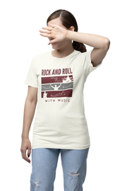 Rock N Roll With Music Women Oversized 210 Off White Oversized - Premium Cotton Women Wear