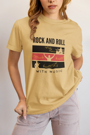 Rock N Roll With Music Women Regular Fit Tshirt 180 Beige Regular Fit Tshirt - Premium Cotton Women Wear