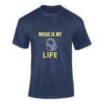 Men Regular Fit Tshirt - Music Is My Life Men Regular Fit Tshirt 180 Navy Blue | Fullmoon Styles