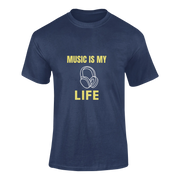 Men Regular Fit Tshirt - Music Is My Life Men Regular Fit Tshirt 180 Navy Blue | Fullmoon Styles