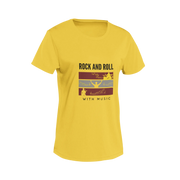 Women Regular Fit Tshirt - Rock N Roll With Music Women Regular Fit Tshirt 180 Yellow | Fullmoon Styles
