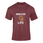 Men Regular Fit Tshirt - Music Is My Life Men Regular Fit Tshirt 180 Maroon | Fullmoon Styles
