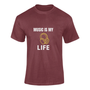 Men Regular Fit Tshirt - Music Is My Life Men Regular Fit Tshirt 180 Maroon | Fullmoon Styles