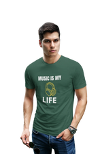 Bottle Green Regular Fit Tshirt - Music Is My Life Men Regular Fit Tshirt 180 Design | Men Fashion