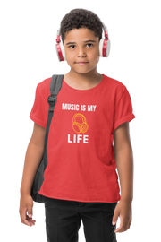 Kids Regular Fit Tshirt - Music Is My Life Kids Regular Fit Tshirt 180 Red | Fullmoon Styles