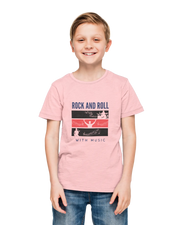 Rock N Roll With Music Kids Regular Fit Tshirt 180 Baby Pink Regular Fit Tshirt - Premium Cotton Kids Wear