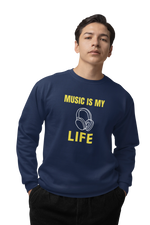 Music Is My Life Men Regular Fit Sweatshirt 320 Navy Blue Regular Fit Sweatshirt - Premium Cotton Men Wear